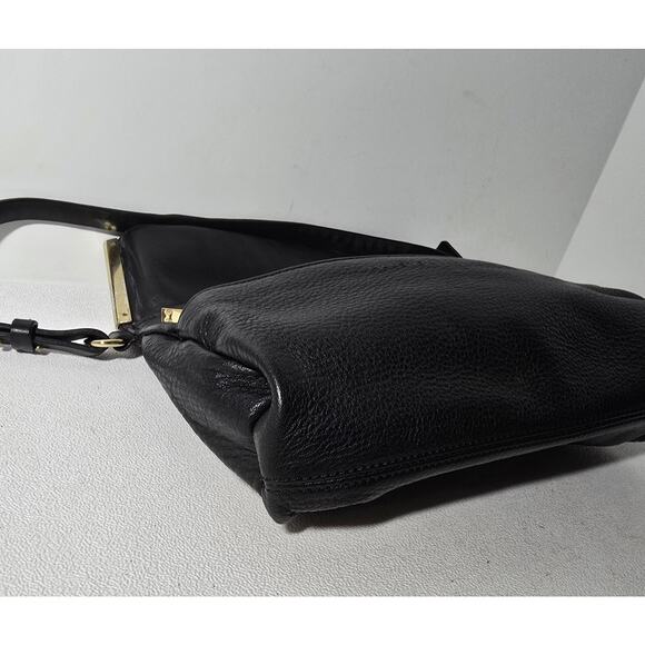 Halston Heritage Black Leather Shoulder Hobo Bag Purse - Picture 10 of 16